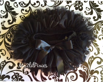 BLACK TUTU Bloomer, ruffles all around,Chiffon Baby Bloomer, Tutu Diaper cover,newborn tutu,photo prop, newborn bloomer- SALE- ready to ship