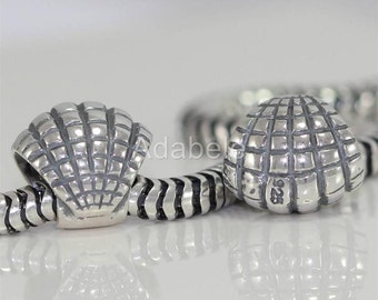 1 Authentic Sterling Silver Charm Sea Shell Freedom Bead For European charm bracelet EC224