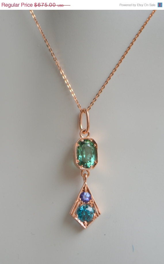 Tourmaline Pendant in Octagon Bezel with Zircon and by yvonneraley