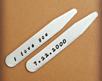 Custom Collar Stays - Steel 2.5" Collar Stays - Personalized Gift for Father's Day, Anniversary, Birthday, Graduation, Wedding and Groomsmen