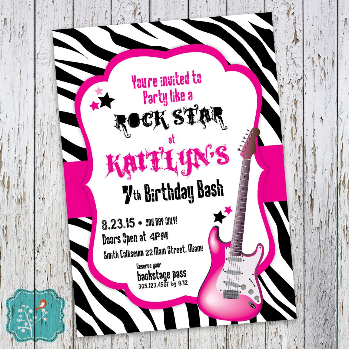 Rock star Birthday Invitation Rock star Birthday by FlairandPaper