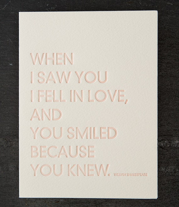 shakespeare quote. letterpress card. 235