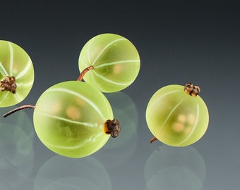 Green Gooseberry Glass Sculpture life-sized hand blown glass art birthday gift, anniversary gift for cook, gardener, chef, gourmet