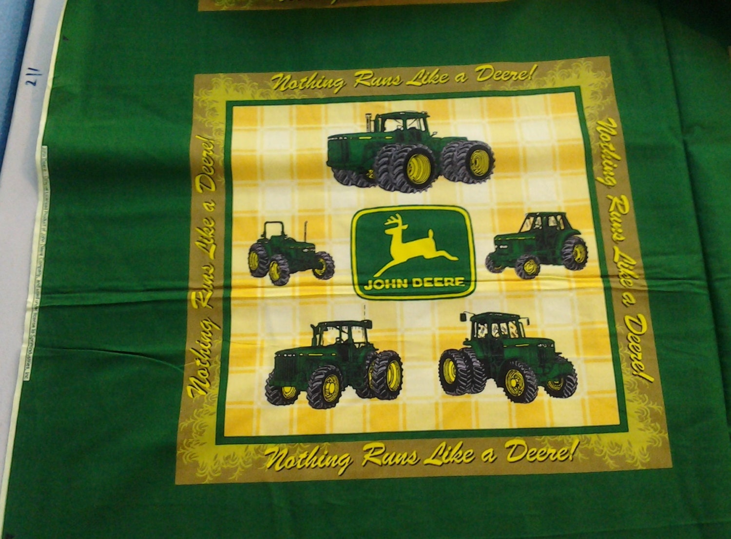 18 X 22 Panel of cotton John Deere fabric 243297 by pillowman1