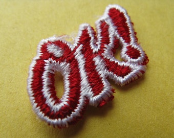 vintage OK! patch 1970s red word appliqué vintage jacket patch new old stock
