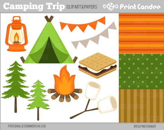 Camping Trip Digital Clip Art Personal and Commercial Use