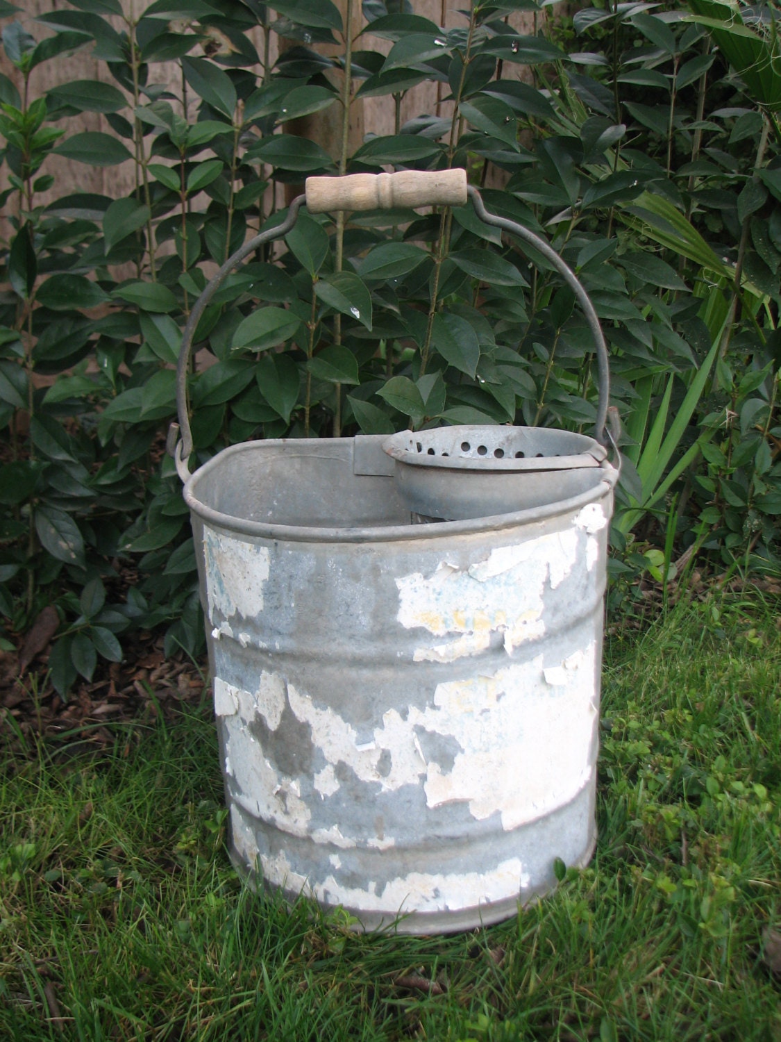 Vintage Galvanized Steel Mop Bucket Pail Wash Pail