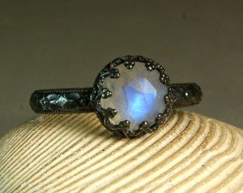 rainbow moonstone engagement ring artisan gemstone jewelry renaissance style custom size - Moonstone Wedding Rings rainbow moonstone engagement ring artisan gemstone jewelry renaissance style custom size - Moonstone Wedding Rings