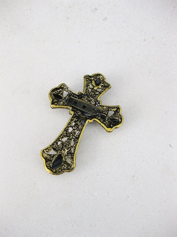 Cross Brooch Religious Brooch Gold Cross Cross Pin