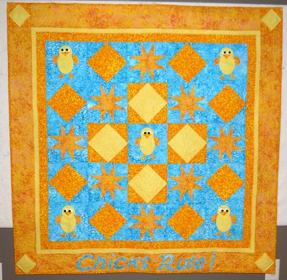 Chicks Rule! Quilt girl wall hanging