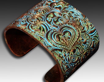 Hearts zentangle polymer clay cuff bracelet
