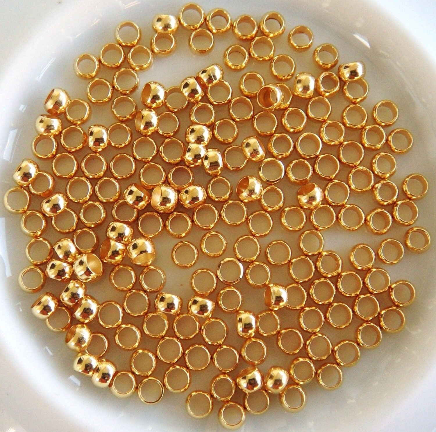 High Quality Gold Plated over Brass Round Crimping Beads