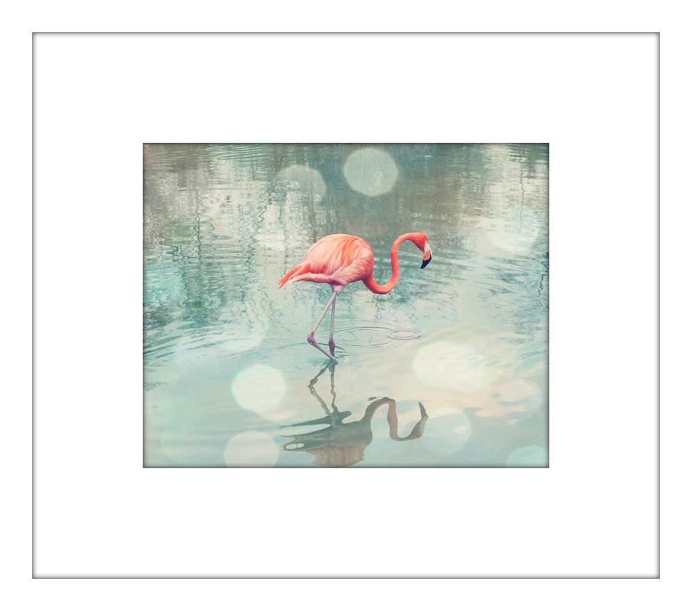 flamingo art coral bathroom wall art flamingo by TheGinghamOwl