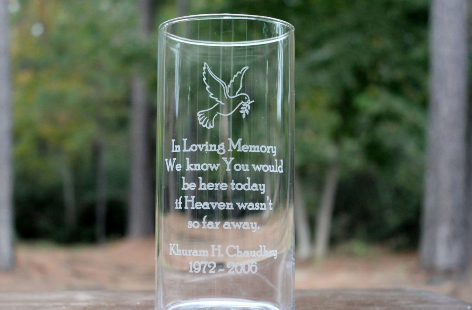 Personalized Memorial Glass Vase Custom engraved memorial