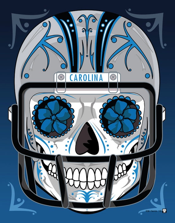 Carolina Panthers Sugar Skull 11x14 Print