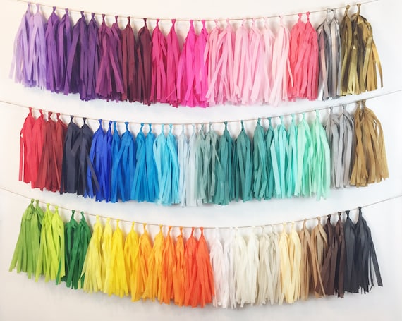 Tassel Garland Tissue Paper Tassels Garland Kit Set of 16 Choose your Colors