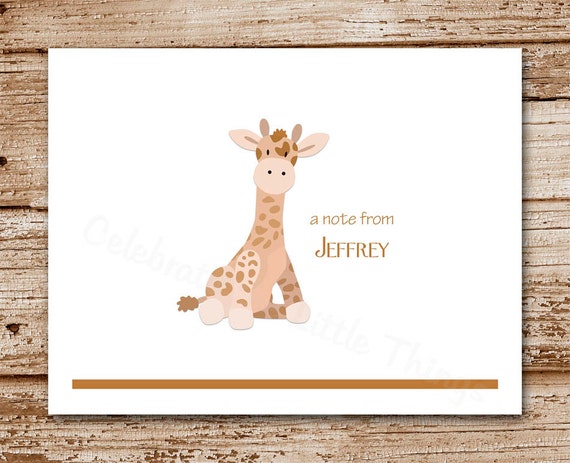 Giraffe Note Cards (set of 8) Personalized | Baby Thank You Cards | Zoo, Jungle, Safari Notecards, Stationery Il_570xn