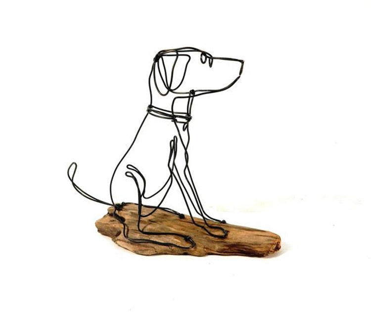 Dog Wire Sculpture Folk Wire Art Dog Sculpture by WiredbyBud