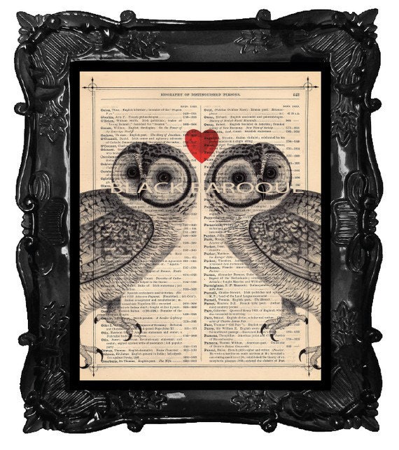 Items similar to Owl couple art print valentine's day gift wedding