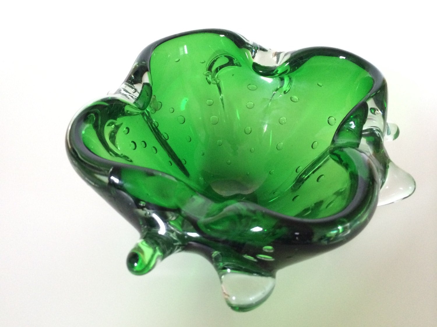 Italian Murano Glass Bowl 1960s Emerald Green by estatechicago