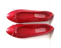 red ballet flats with bow