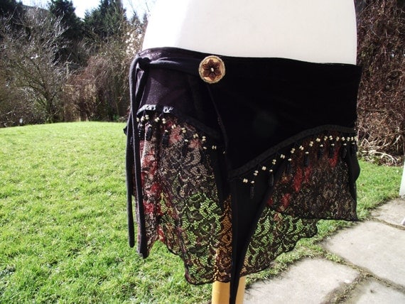 hip scarf, hip wrap, belly dance hip scarf, goth, boho, festival wear, steampunk steampunk buy now online