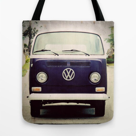 Blue VW Bus Tote Bag book bag grocery bag gift for grad