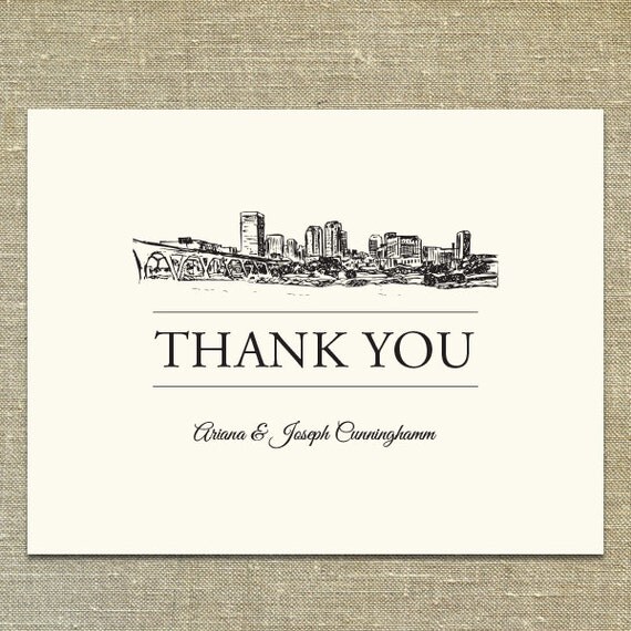 Richmond Virginia Skyline Thank You cards with matching