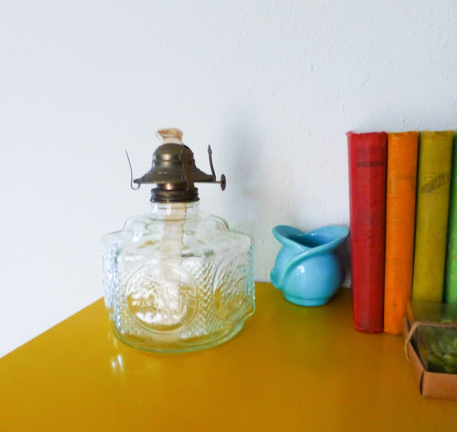 Glass oil lamp base glass lamp clear glass amish design