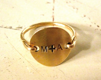 initial filled couples ring gold monogram boyfriend anniversary date