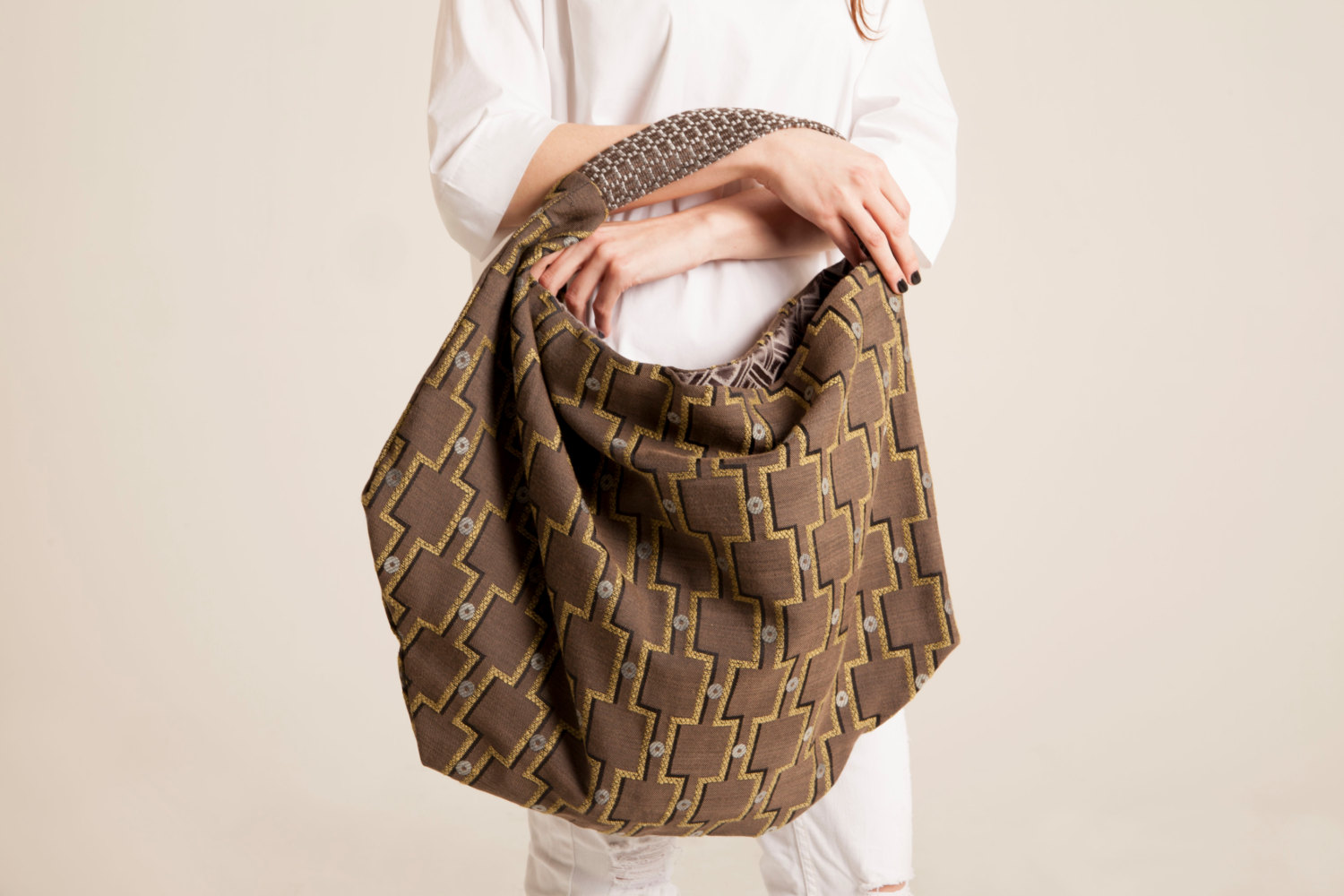 fabric hobo bag Oversized shoulder bag pattern Every Day