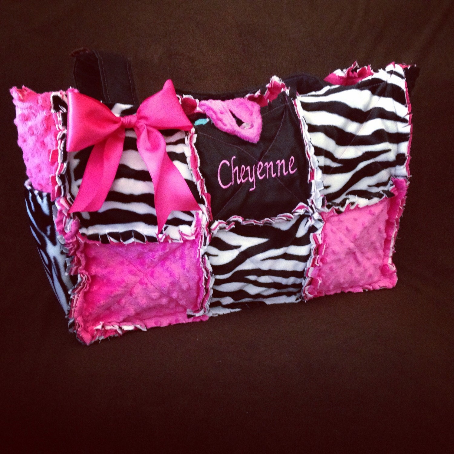 Modern Chic Handbag Custom Made Zebra Hot Pink Diaper Bag