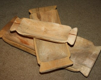 NEW! Antique Style Hand Carved Wooden Dough Bowls! Ready for finishing, distressing, painting