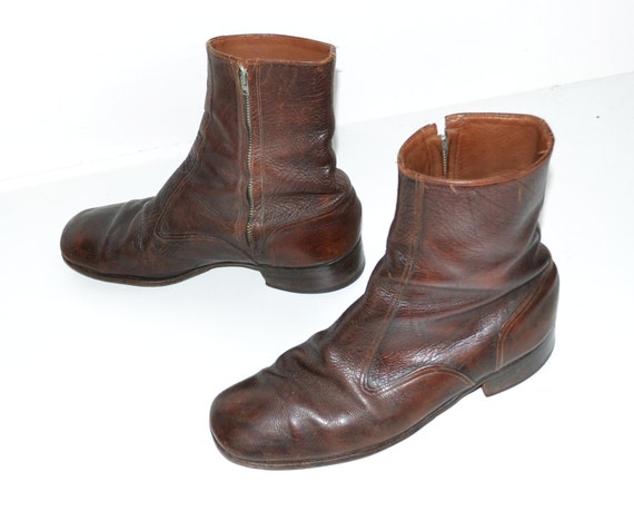 Vintage Circa 1968 FLORSHEIM Brown Leather Mens Ankle Boots 9E