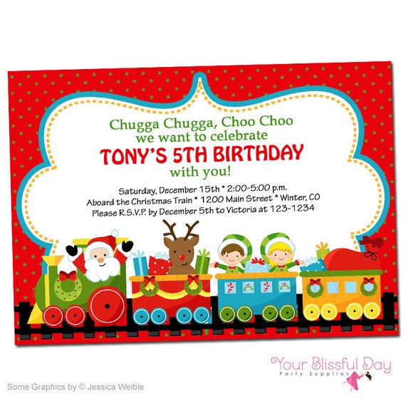 PRINTABLE Christmas Train Party Invitation Il_570xn