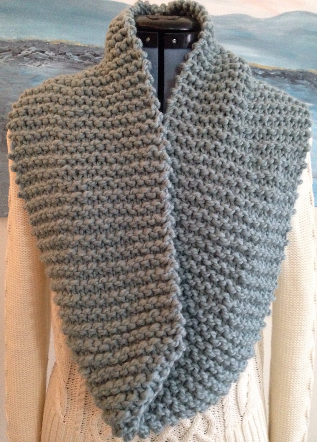 Chunky knit robins egg blue infinity scarf