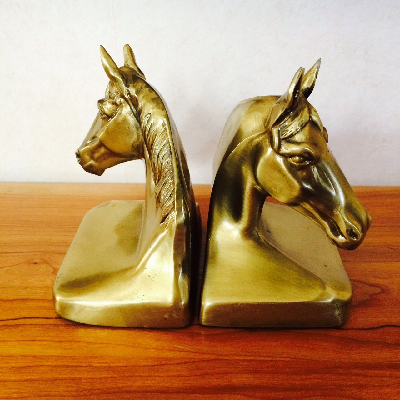 Pair of Vintage Brass Horse Head Bookends by hazelhome on Etsy