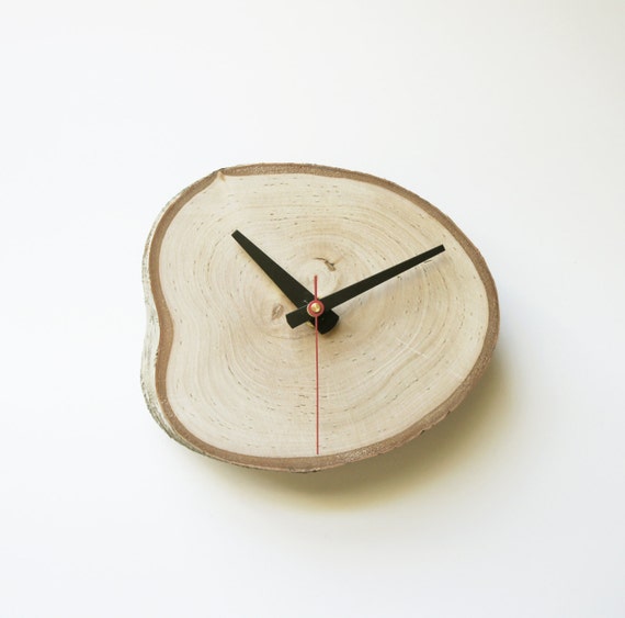 natural white birch forest wood clock unwind and relax, rustic wall