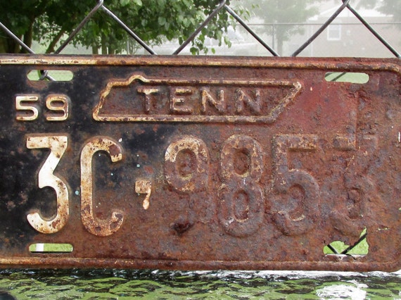 Vintage Tennessee License Plate 1959 Vehicle Car Tag by catiques