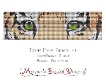 Loom Beading Pattern Tiger Eyes Bracelet for Loom or Square Stitch