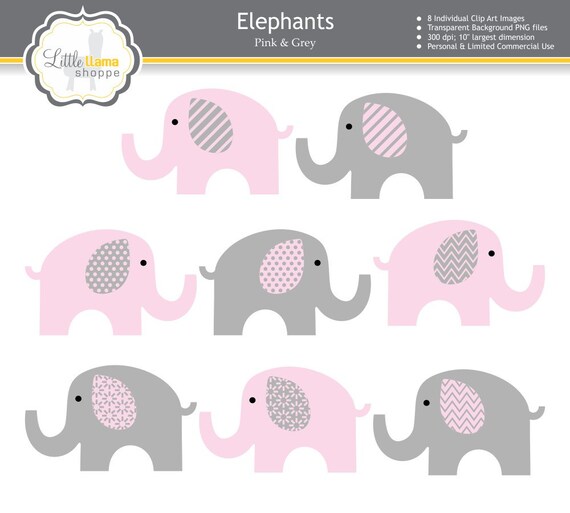 free pink and grey elephant clipart - photo #43