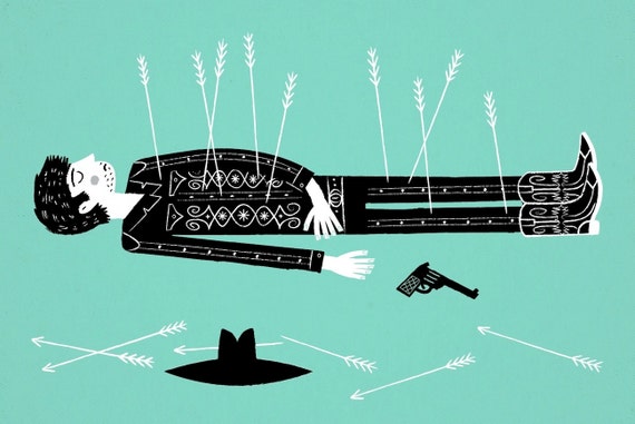 The Lonesome Tale of Cowboy Joe - Ltd Ed - cowboy illustration art print