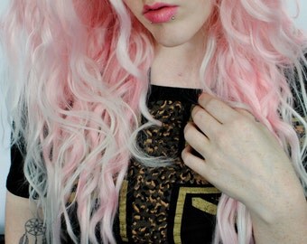 SALE Lace Front Pink wig | Pastel wig, Ombre wig, Scene wig | Rave Raver wig, UV wig, Blacklight wig | Cotton Candy Dream