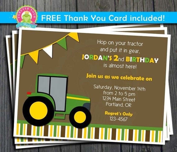 Tractor Birthday Invitation / Tractor Party Invite / Tractor Invitation / Tractor Invite / Tractor Party Il_570xn