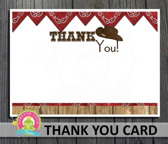Cowboy Thank You Card / Cowboy Birthday / Cowboy Party / INSTANT DOWNLOAD Il_570xn