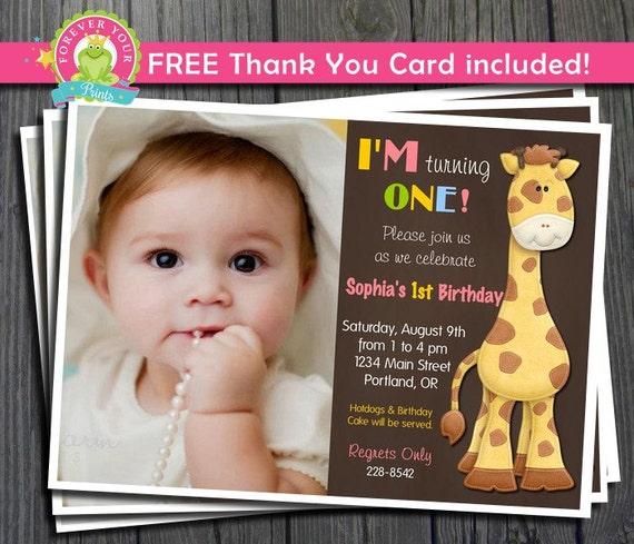 1st Birthday Invitation / Giraffe Birthday Invitation / Jungle Birthday / Giraffe Birthday / Giraffe Party Il_570xn