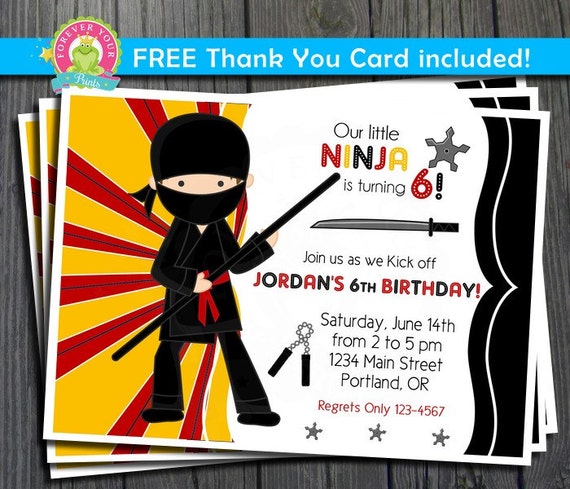 Ninja Birthday Invitation / Ninja Invitation / Ninja Warrior / Ninja Birthday / Ninja Party / Birthday invitation Il_570xn