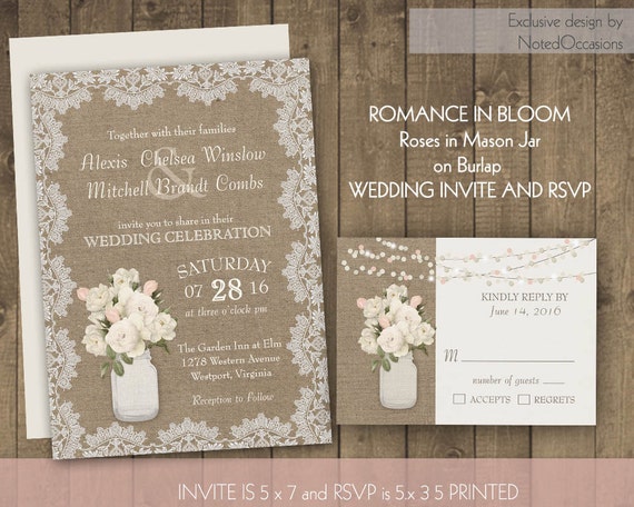 Burlap And Lace Wedding Invitation Sets 5