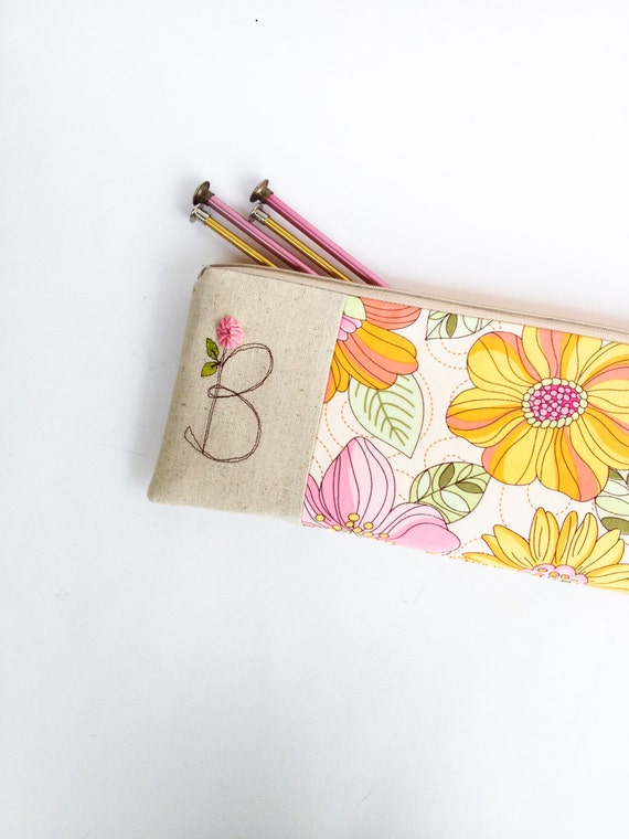 Personalized Knitting Needle Bag Monogram Knitting Pouch