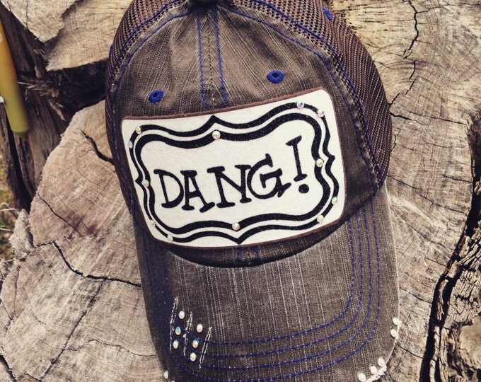 DANG Patch Southern Women’s Trucker Hat, Embellished Baseball Caps, Texas Hat for Women, Custom Bling Girls Southern Bling, Personalized